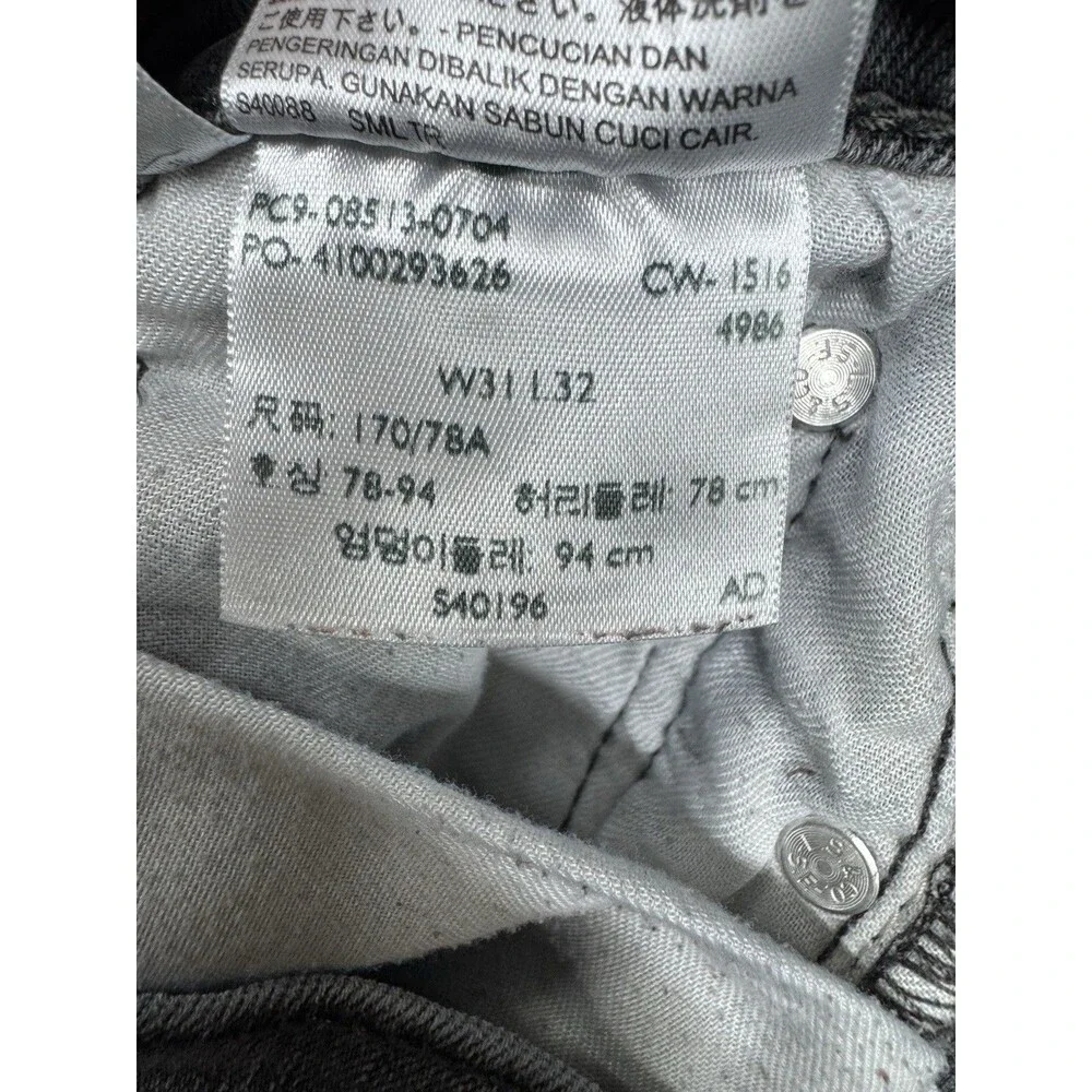Levi's 513 Slim Straight Fit Jeans Black Denim Stretch Measures Men’s 30x29
